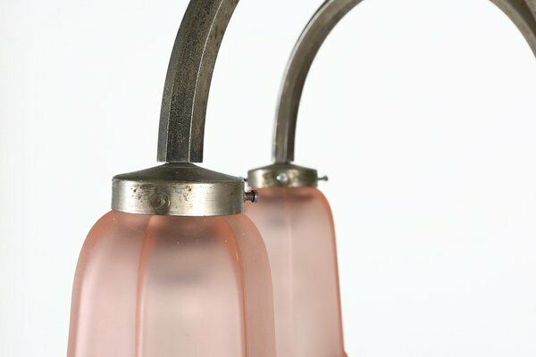 photo furniture Art Deco Chandelier With Etched Pink Glass Shades, 1930s