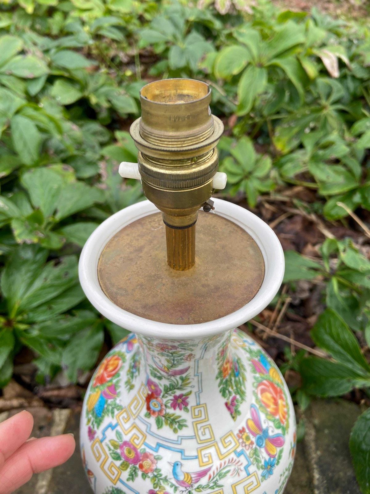 Large Authentic Vintage Oriental Vase Style Table Lamp Patterned   Working Condition 43cm Tall photo vintage