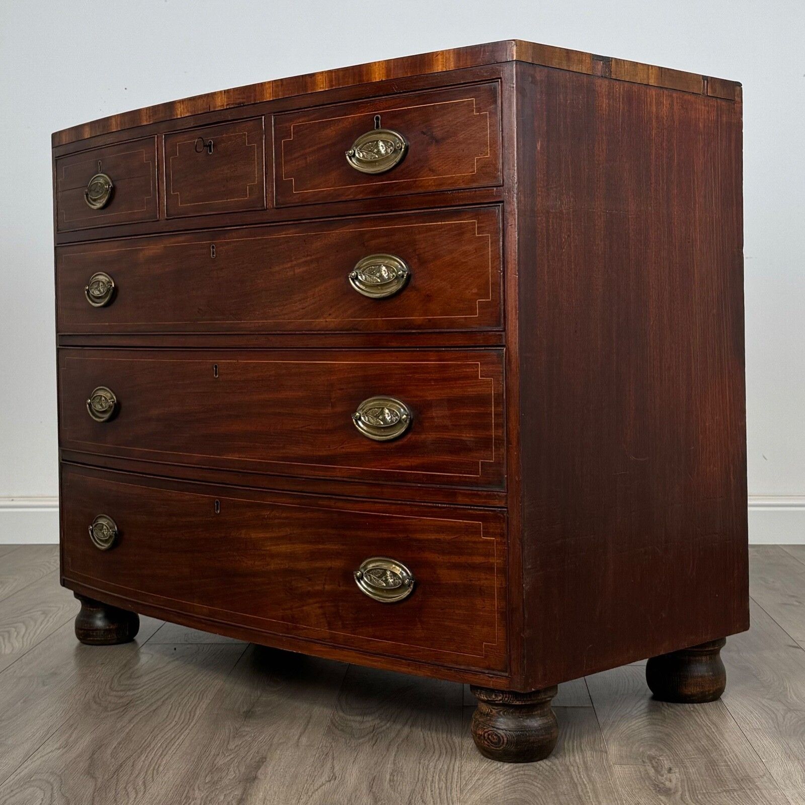 Antique 18th Century Bow Front Chest Of Drawers In Mahogany photo furniture