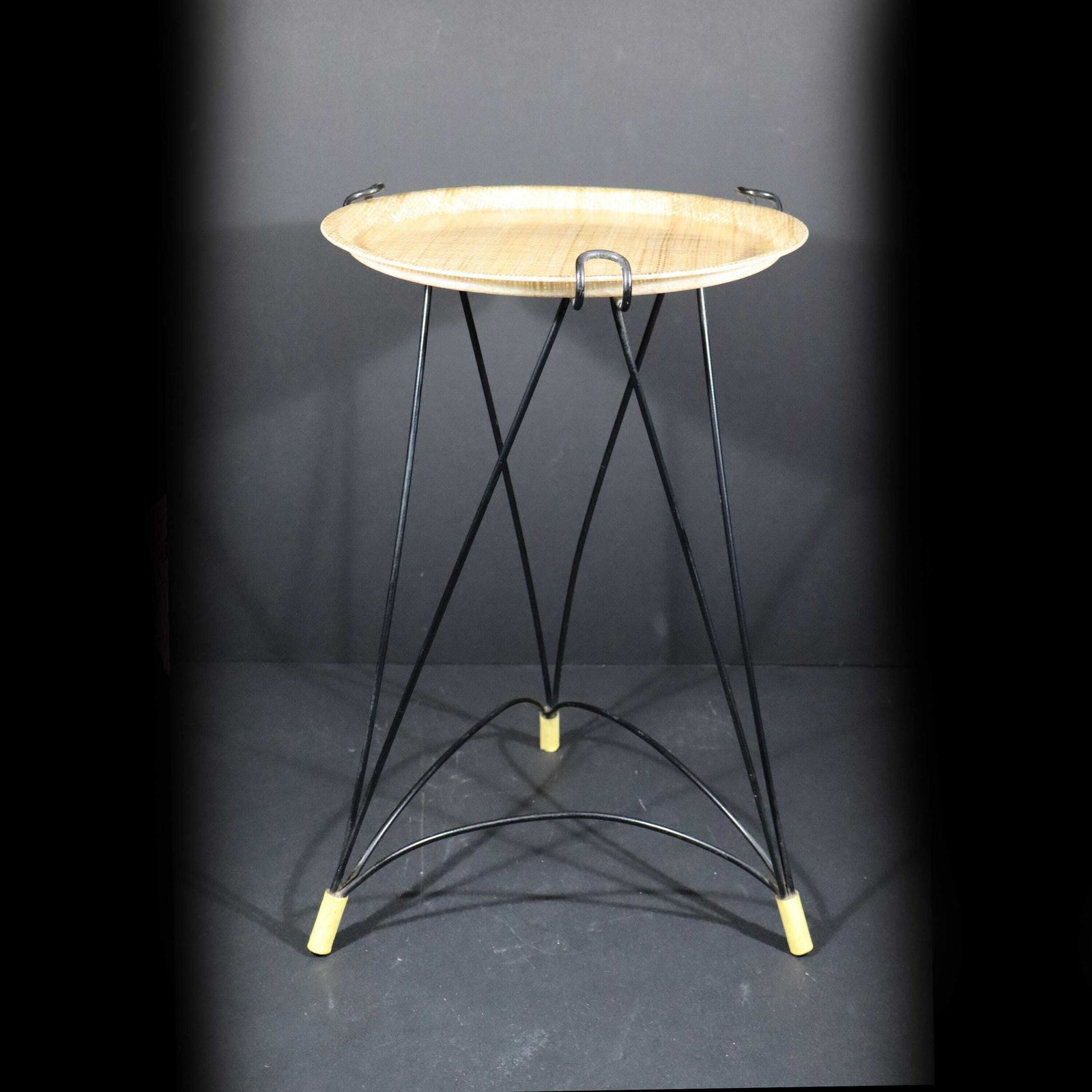 Mid Century Modern Tripod Tray Table, Folding Side Table With Fiberglass Tray