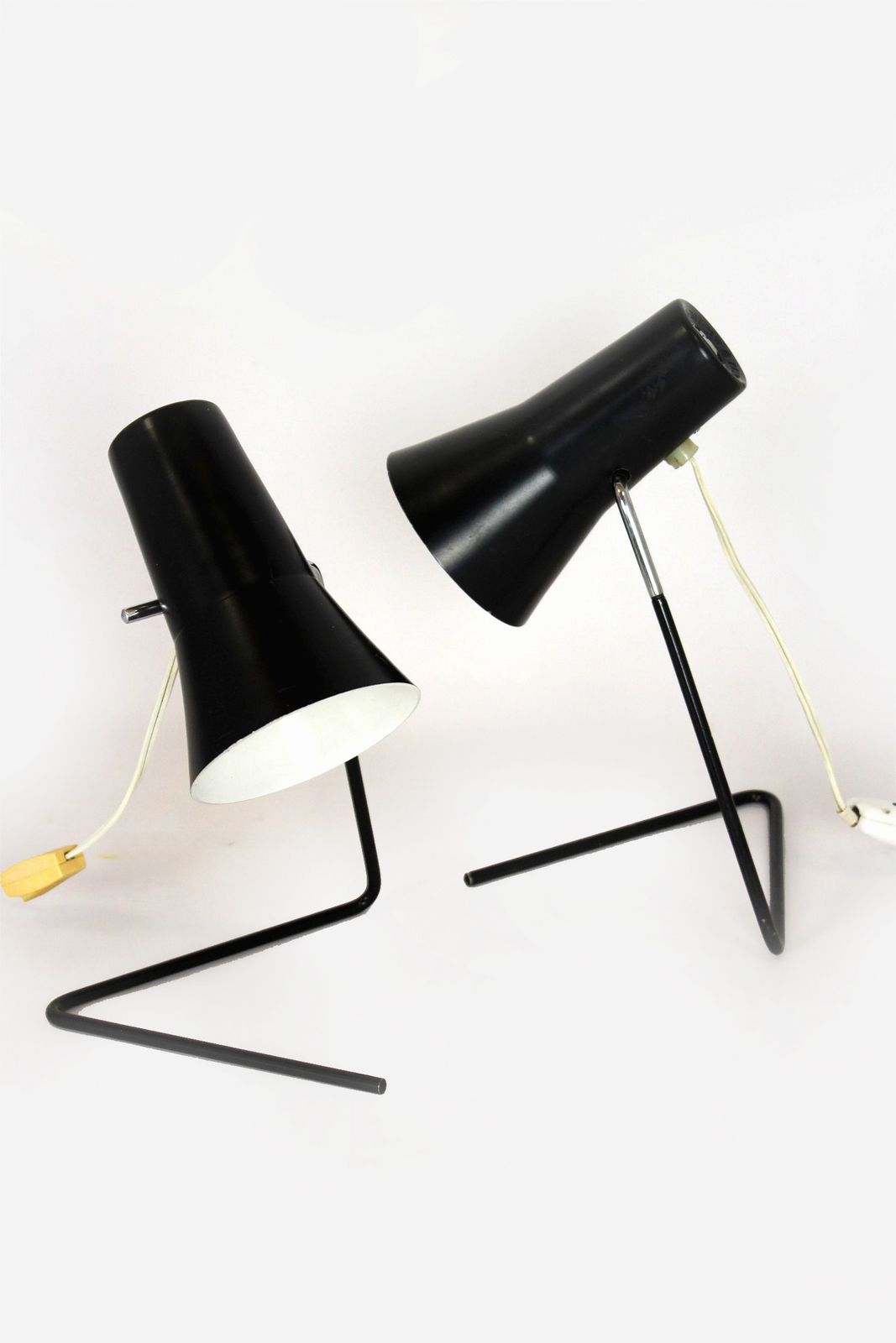 Black Table Lamps By Josef Hurka For Drupol, 1960s, Set Of 2