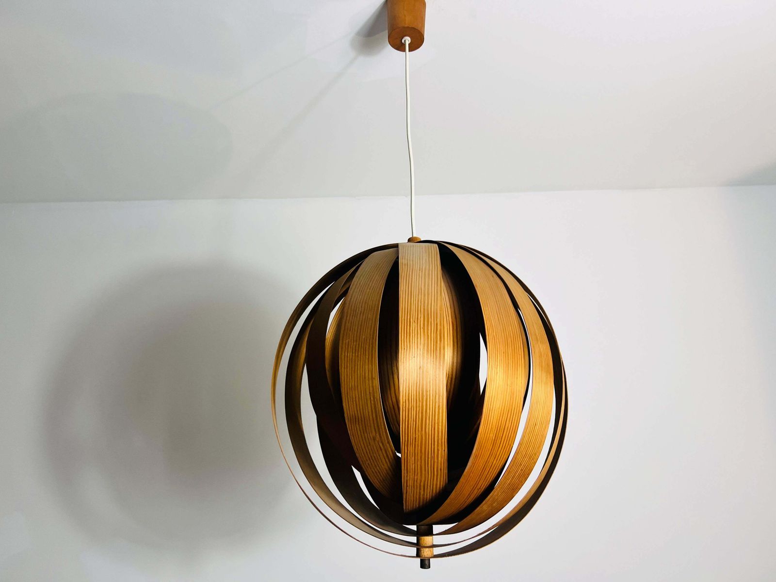 Mid Century Wooden Pendant Lamp By Hans Agne Jakobsson, Sweden, 1960s photo furniture