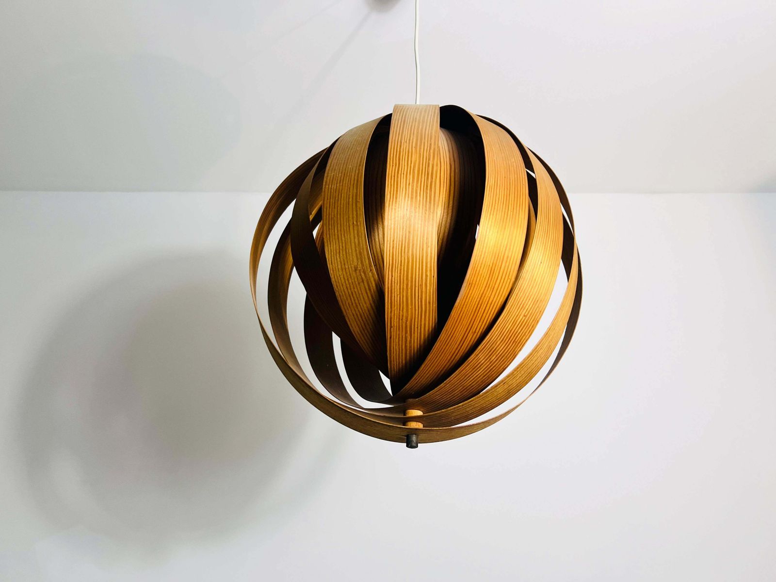 photo furniture Mid Century Wooden Pendant Lamp By Hans Agne Jakobsson, Sweden, 1960s