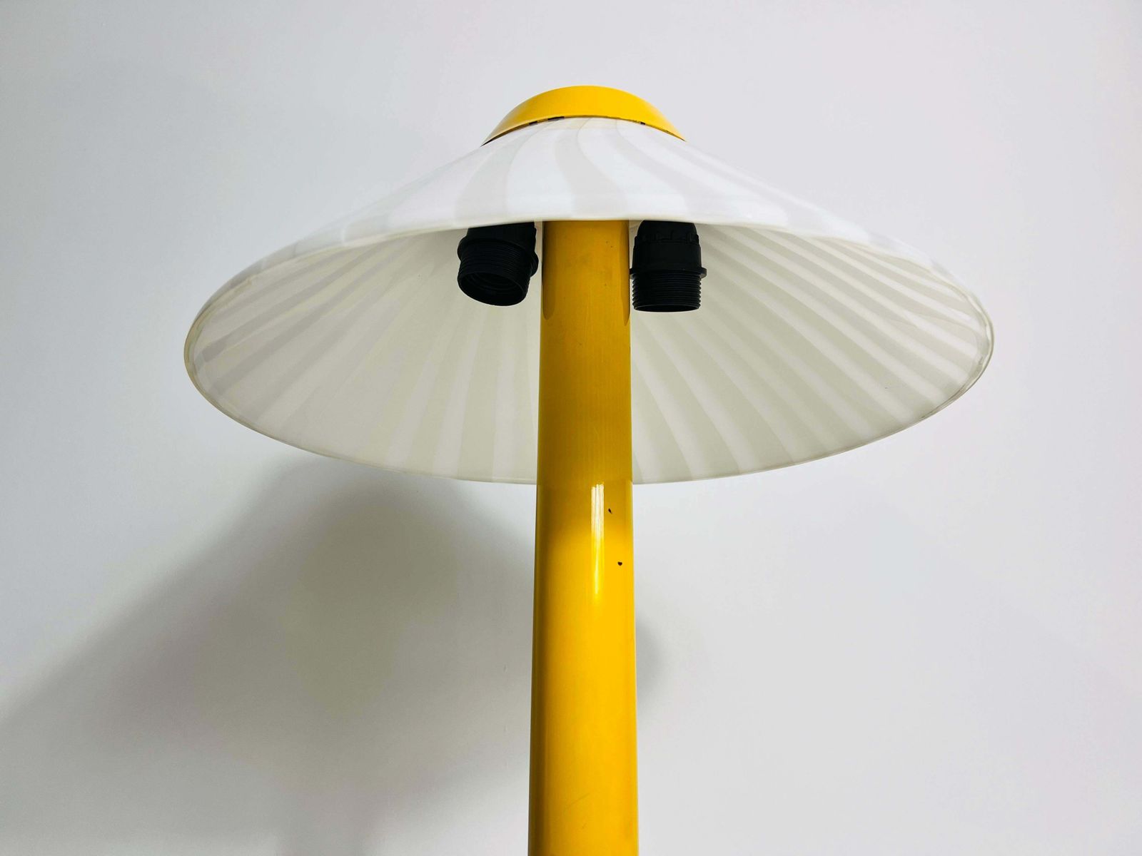 Heavy Yellow Metal And Glass Table Lamp, 1960s, Italy photo vintage