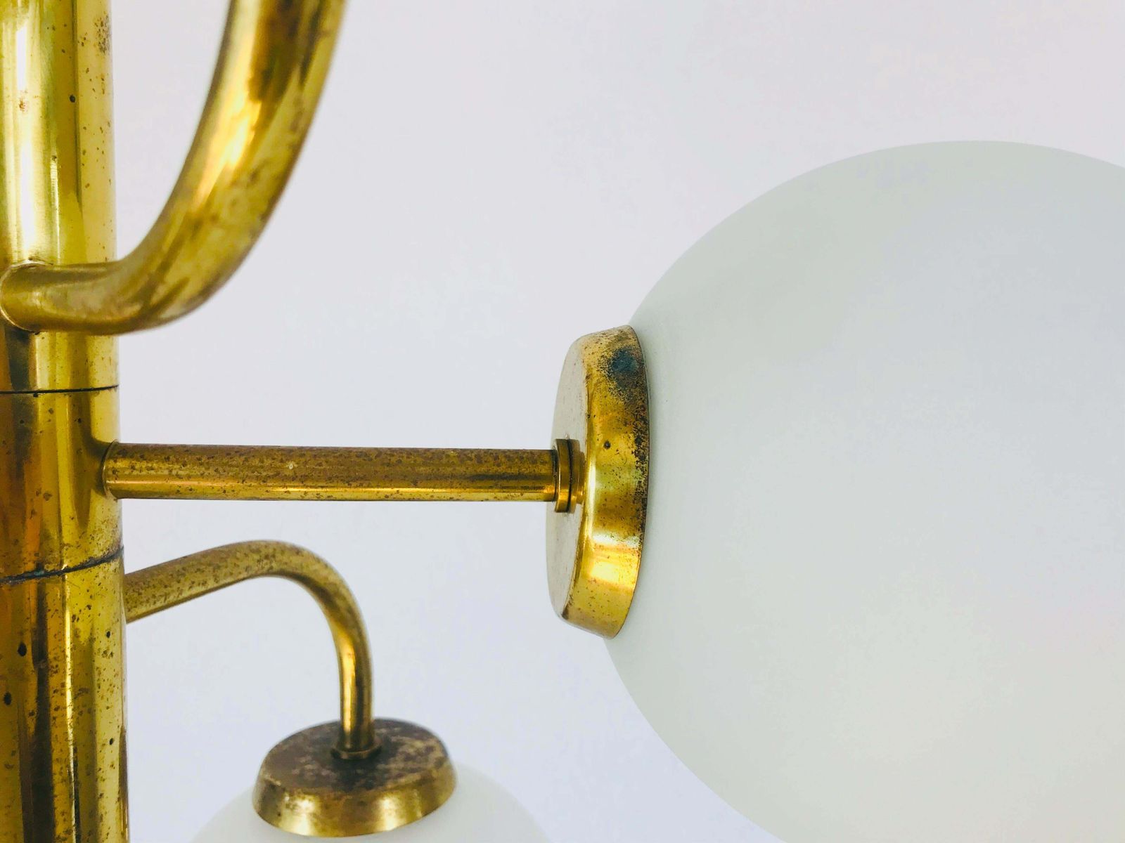 Exceptional Mid Century Modern Brass Kaiser 6 Arm Space Age Chandelier, 1960s photo buy