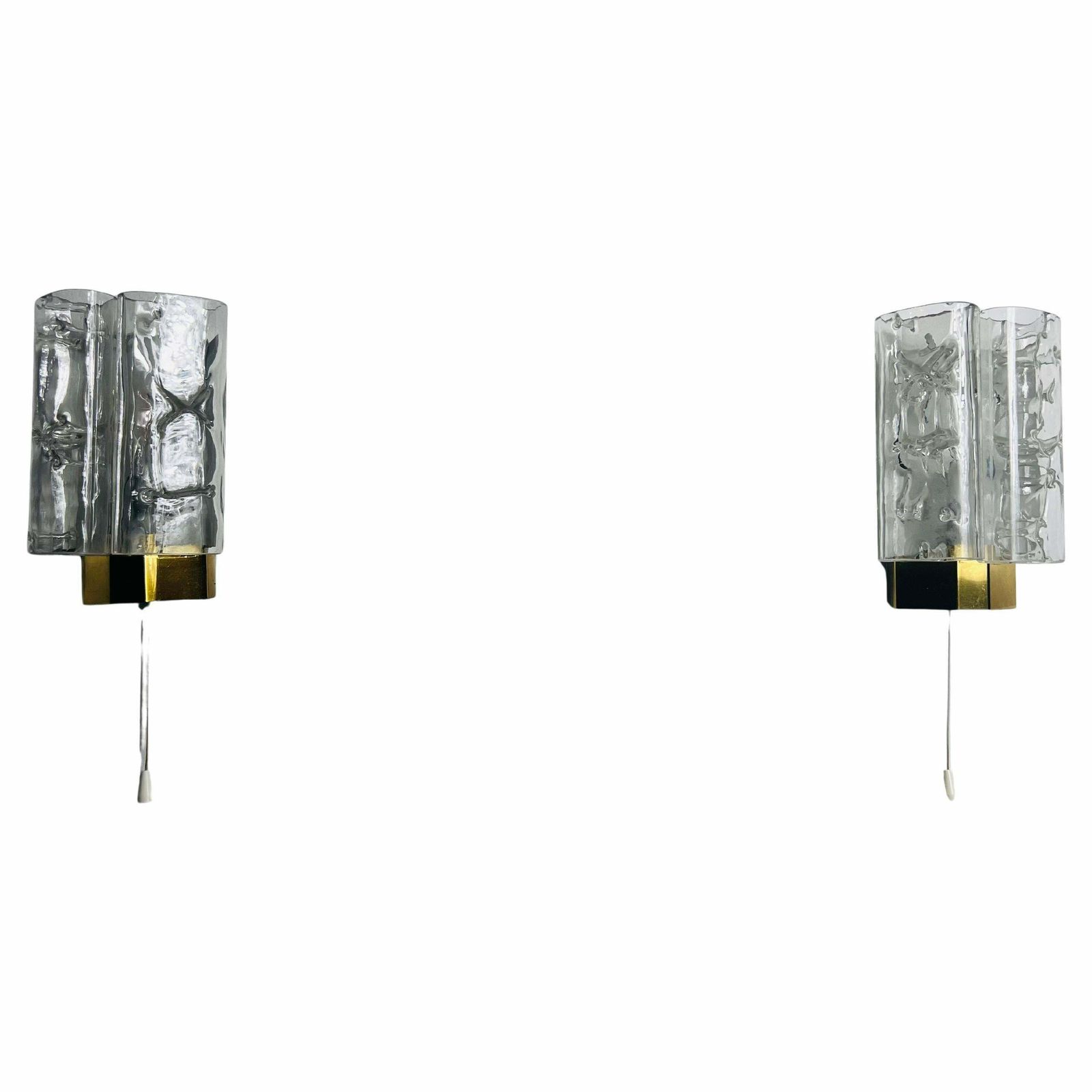 Midcentury Pair Of Blown Glass Wall Lamps By Doria, 1960s
