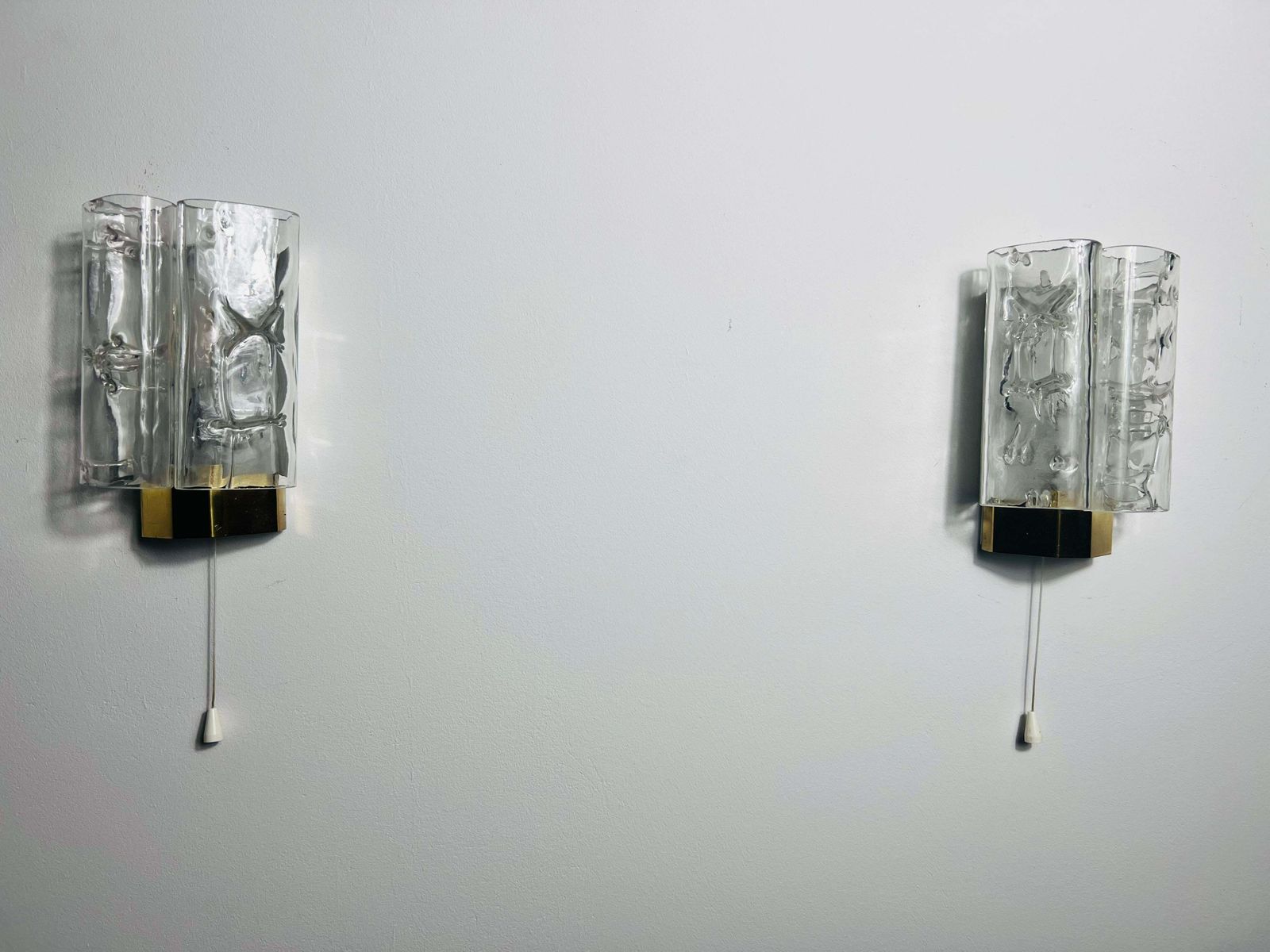 Midcentury Pair Of Blown Glass Wall Lamps By Doria, 1960s photo for sale