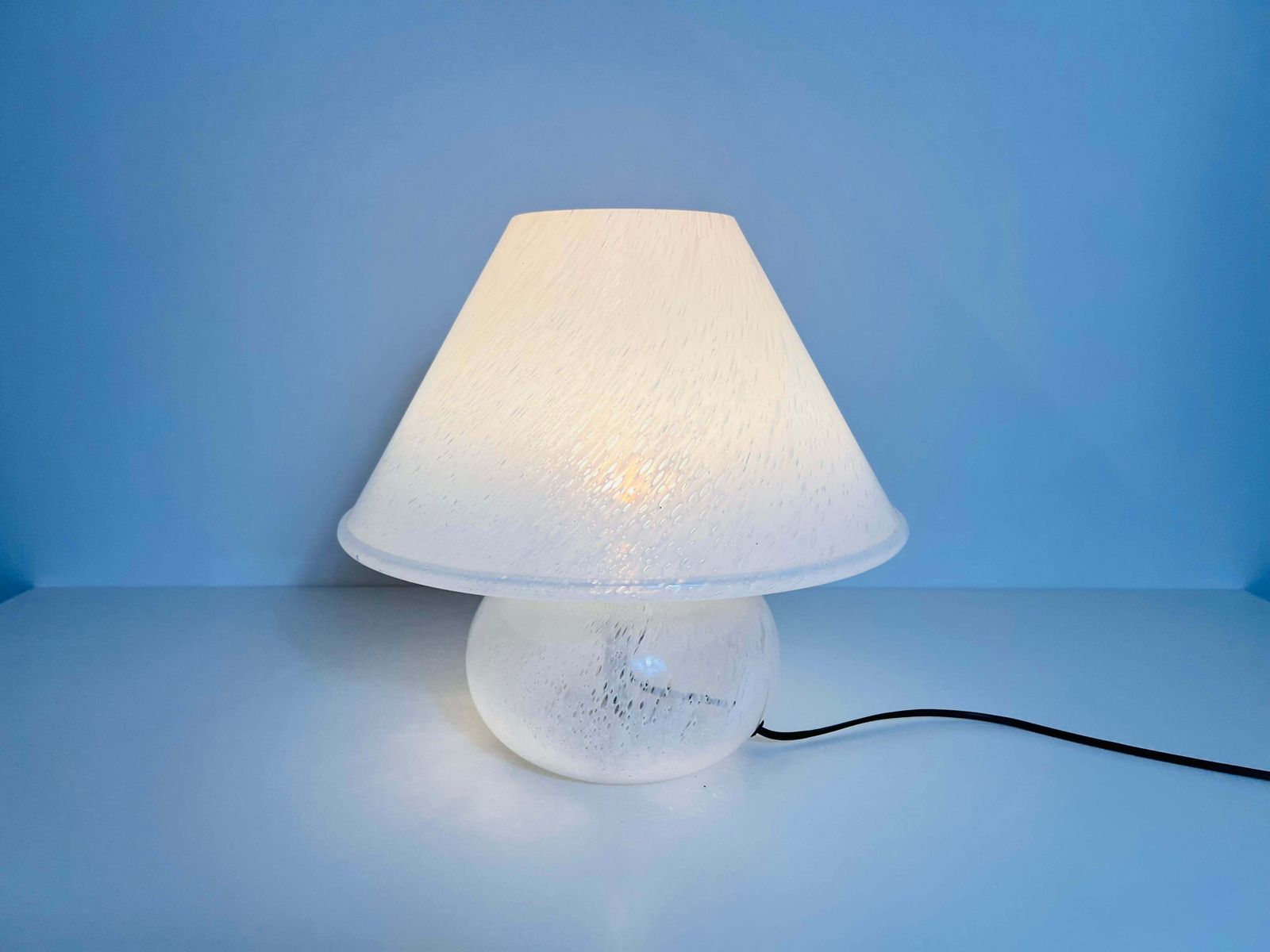 photo furniture Large Glass Mushroom Table Lamp By Limburg, Germany, 1970s