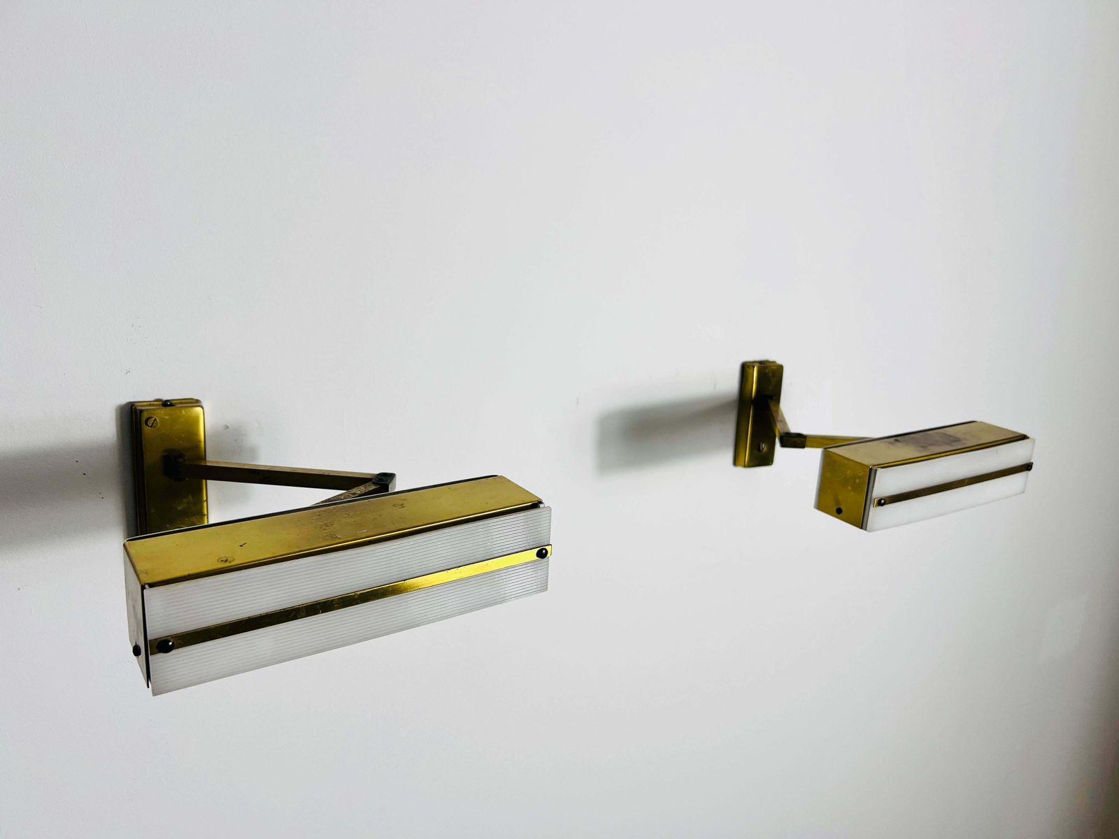 photo for sale Midcentury Pair Of Brass Wall Lamps By Paul Neuhaus, 1960s