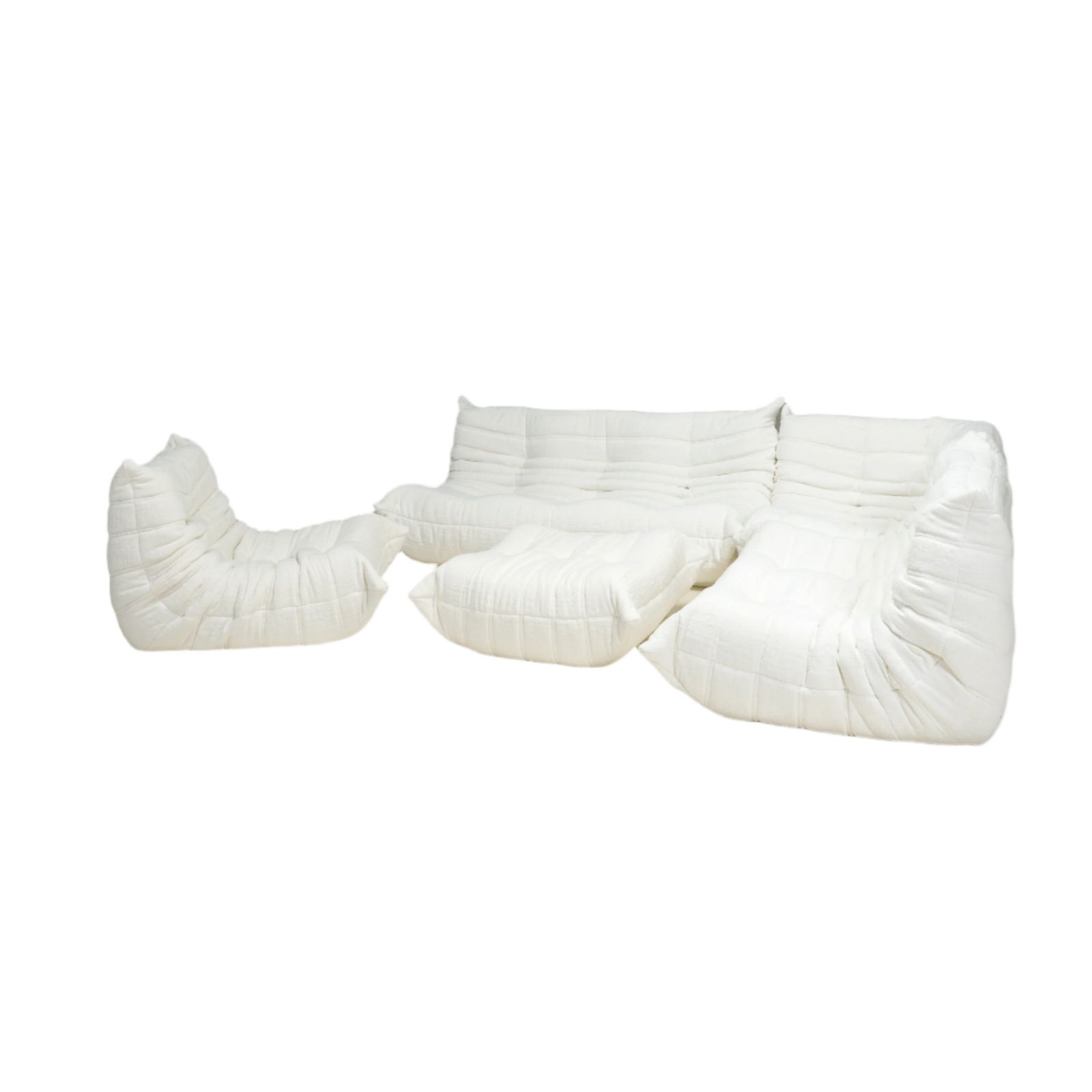 Ligne Roset By Michel Ducaroy Togo White Bouclé Modular Sofa, Set Of Five