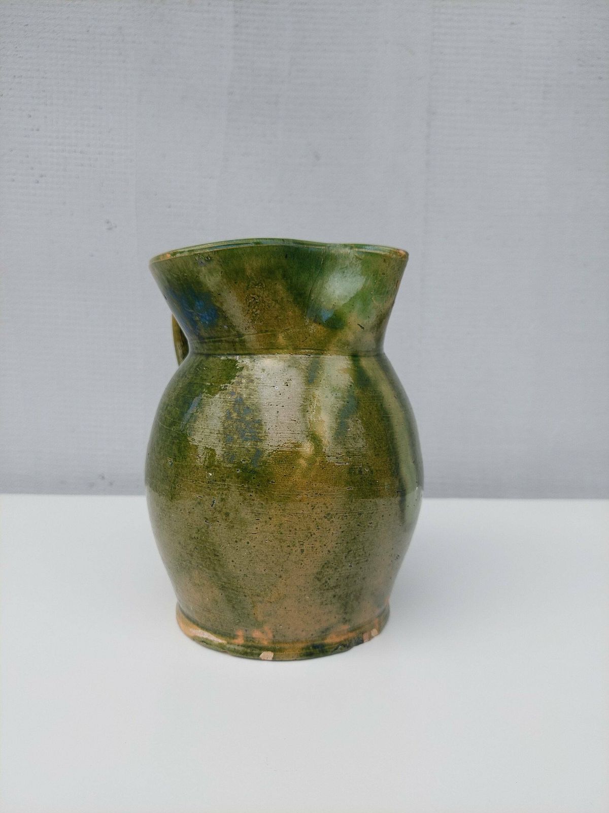 Vintage Green Glazed Pitcher, Jug / Vintage Green / Vintage Ceramic / Vintage Green Vase / Vintage Pottery / Vintage Folk Ceramic / 1960s photo for sale