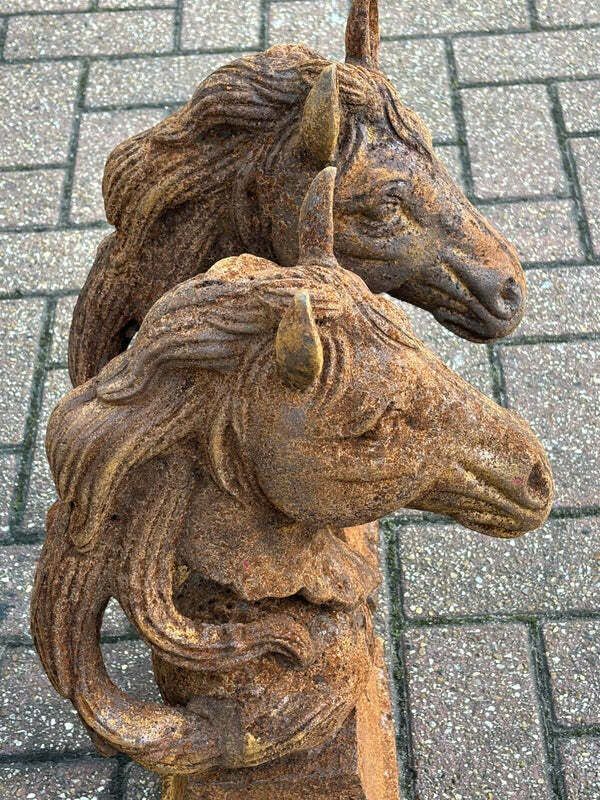 Pair Of Horse Head Statues, Cast Iron, Large In Size. photo for sale
