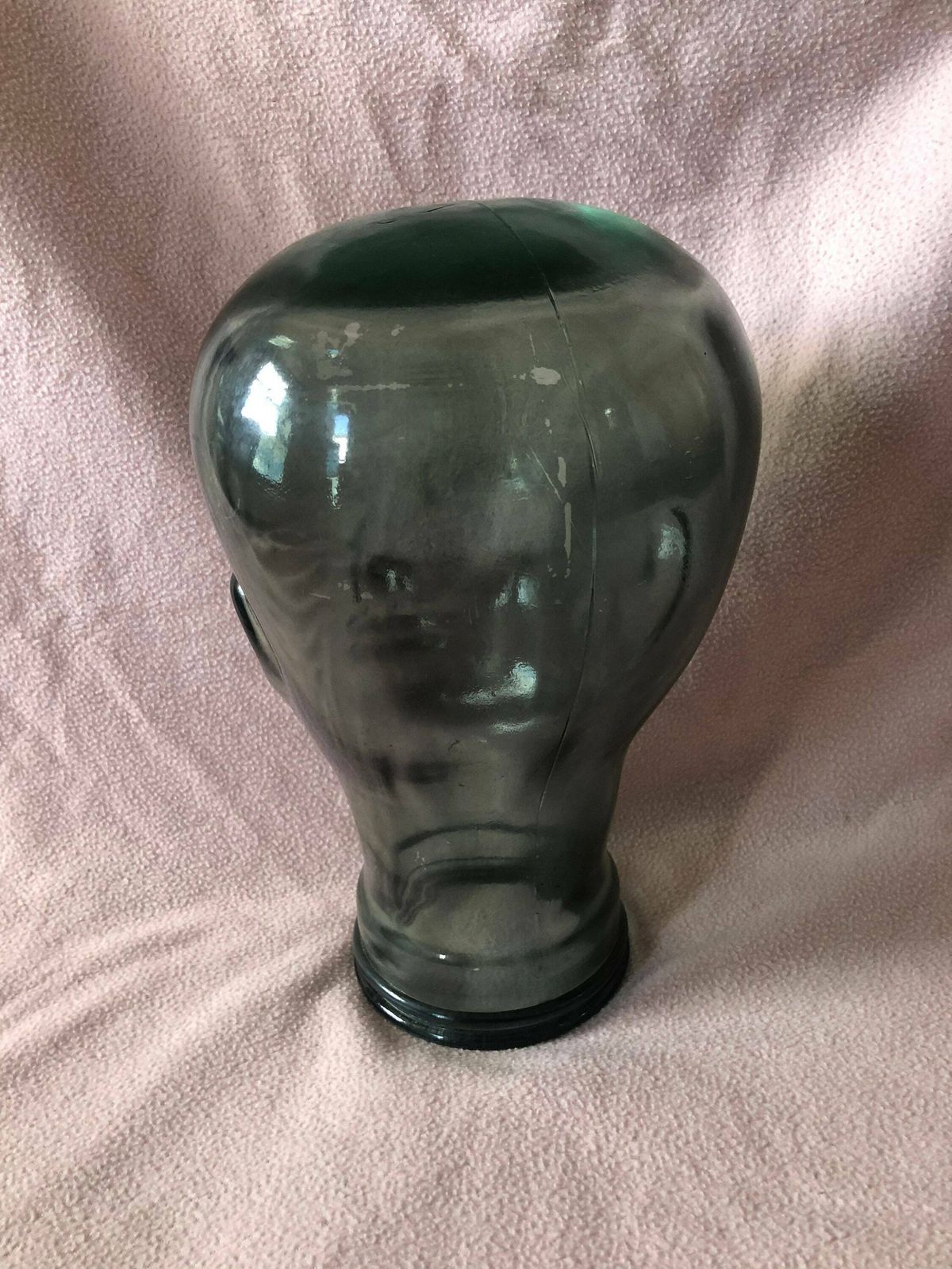 Vintage Glass Mannequin Head 1970,S Green Glass photo for sale