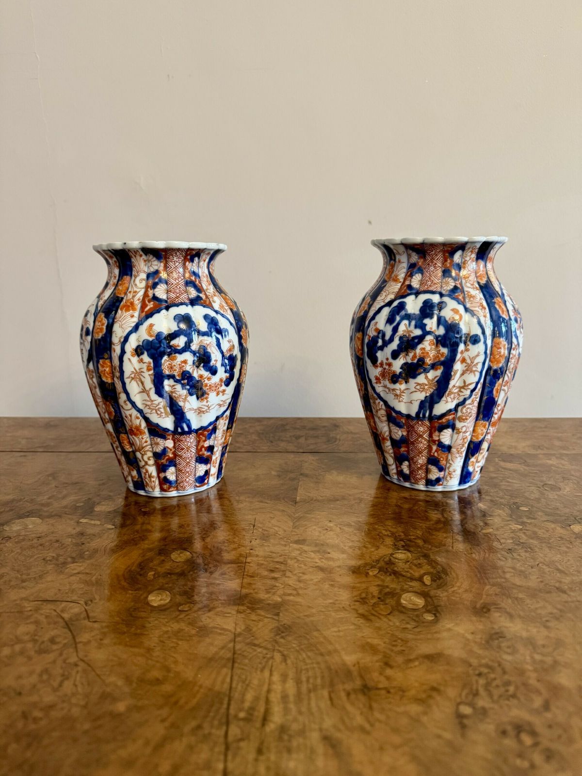 Wonderful Pair Of Antique Japanese Imari Shaped Vases