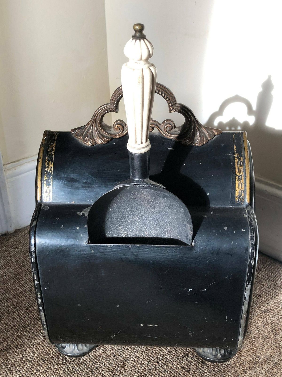 Victorian Painted Coal Scuttle And Shovel photo Home Fixtures