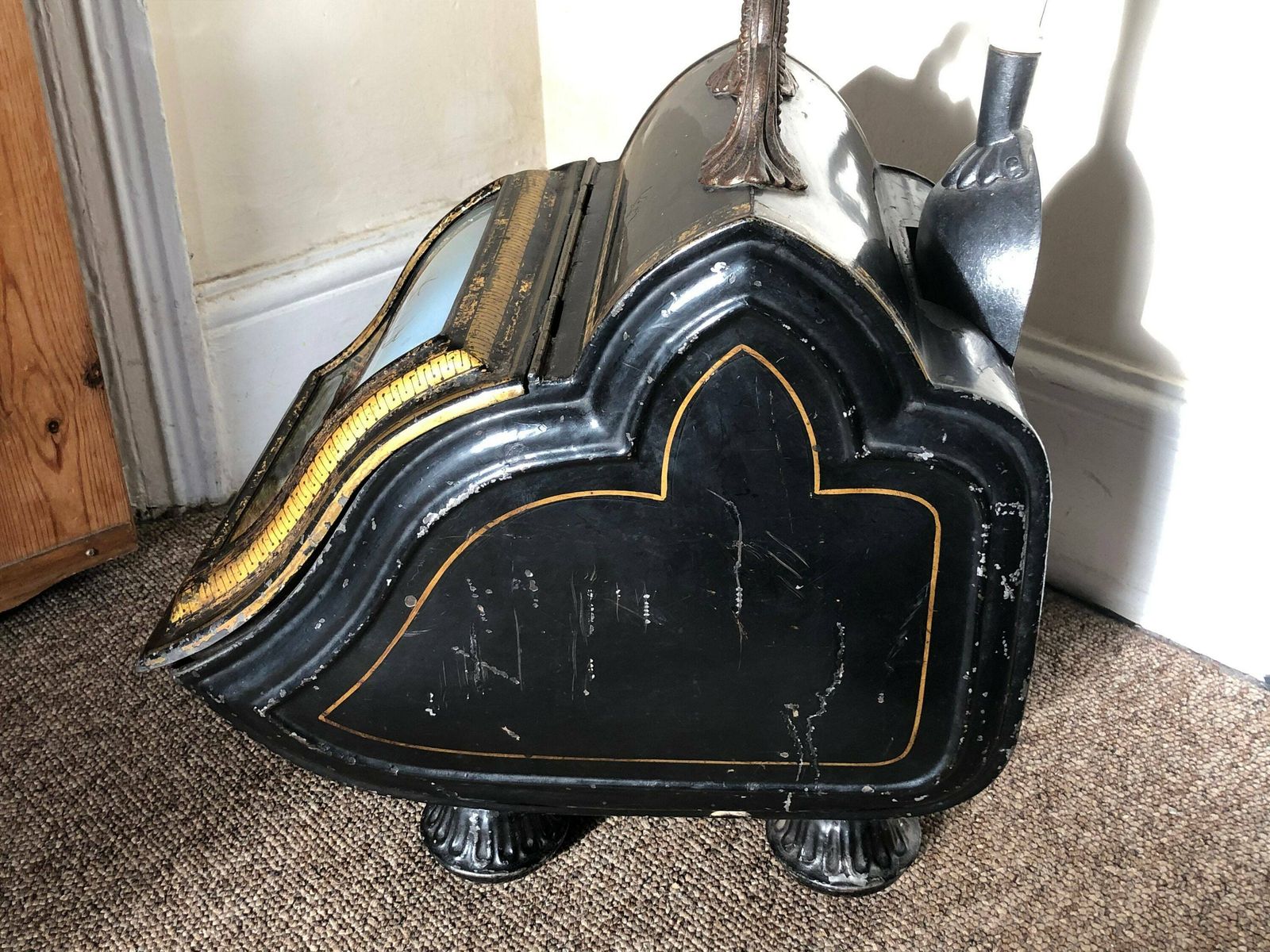 Victorian Painted Coal Scuttle And Shovel photo vinterior