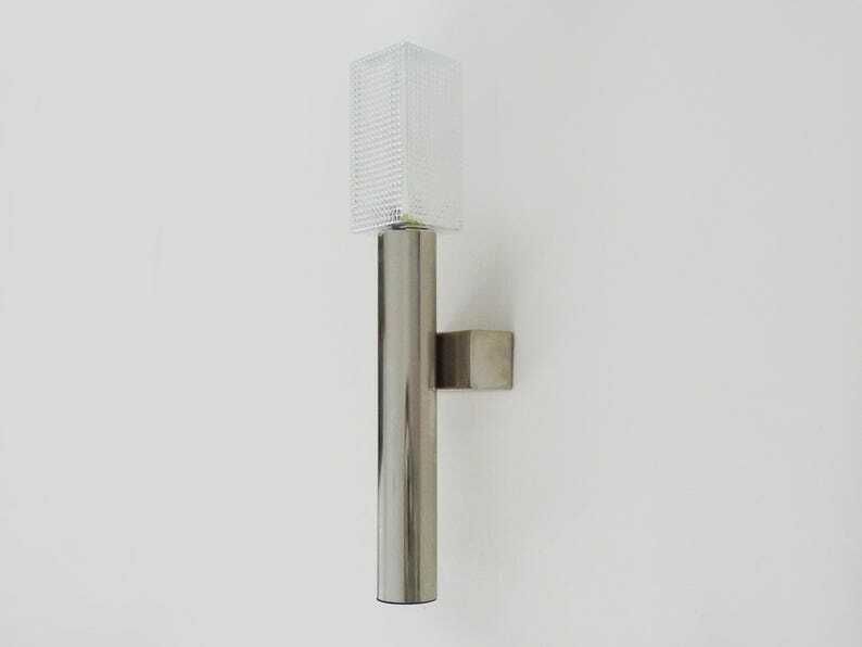 Large Brushed Metal Wall Light In The Style Of The Sciolari House From The 70s. photo Lighting