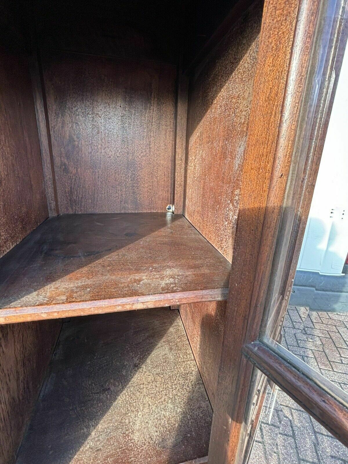 photo for sale Arts & Crafts French Walnut Bookcase / Cupboard With Fitted Shelves & Drawers