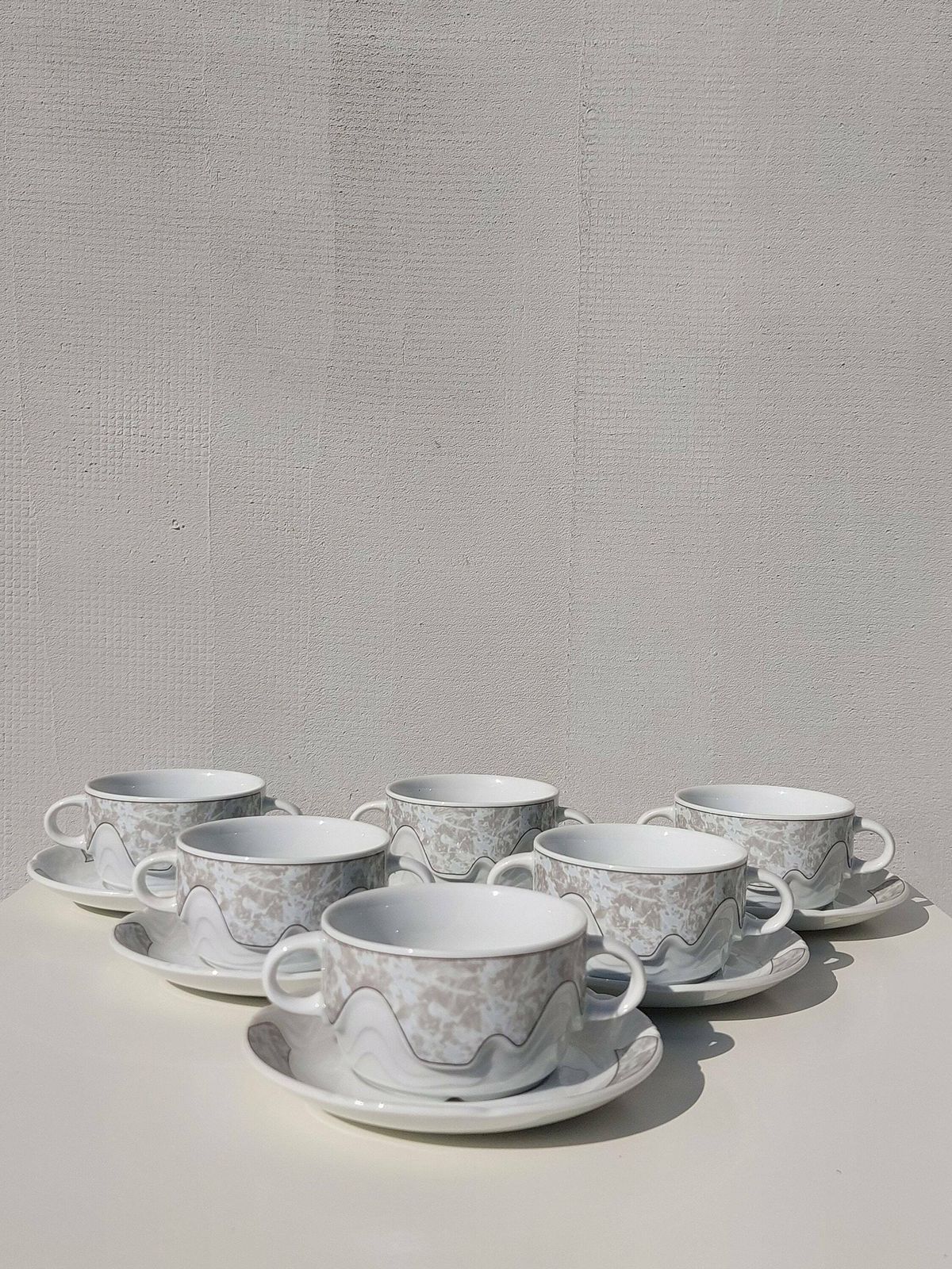 Vintage Soup Bowls With Saucher / Retro Soup Bowls With Saucher / Set Of 6 / Mcm Soup Bowls / Vintage Kitchen / Czech Republic / 80's photo for sale
