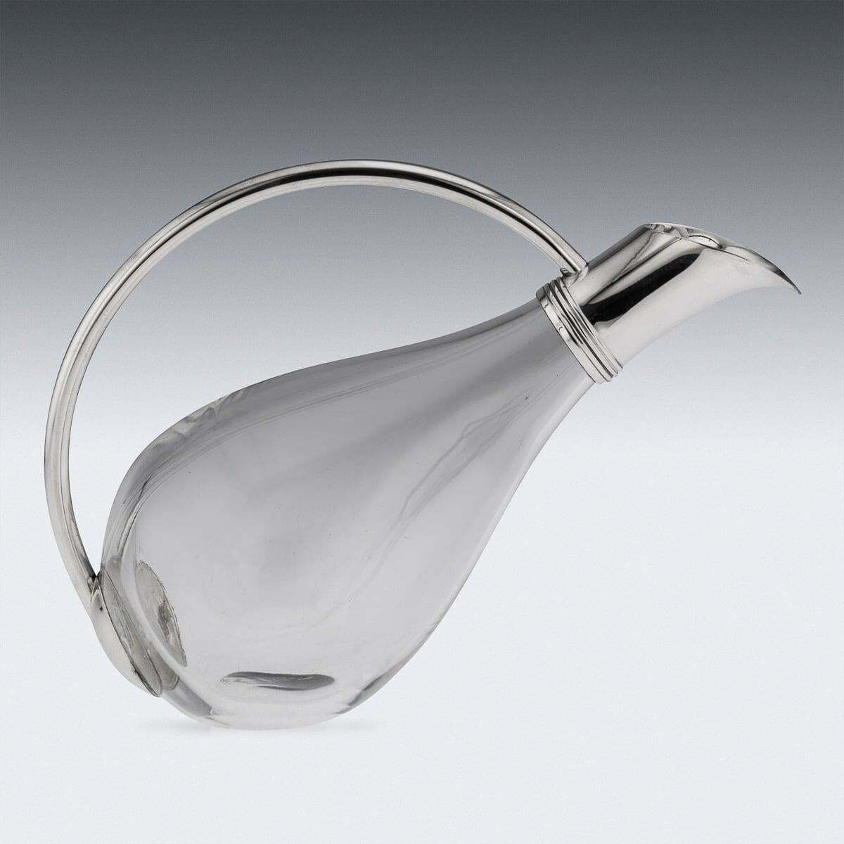 Modern 21st Century British Solid Silver Mounted Glass Wine Jug, Asprey C.2004 photo 1411.0