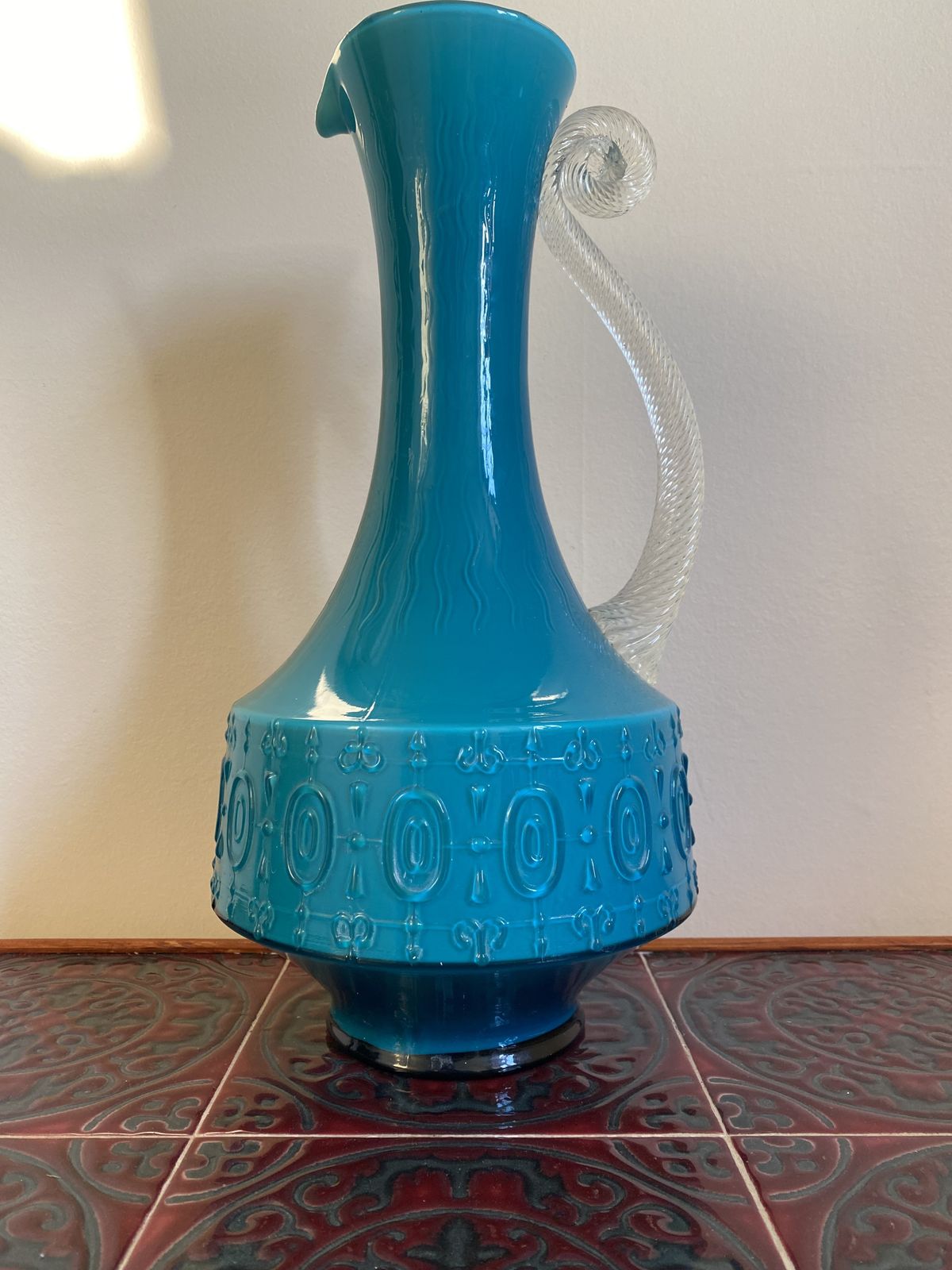 Retro Stelvia (Empoli) Turquoise Jug Pitcher 1960s photo furniture
