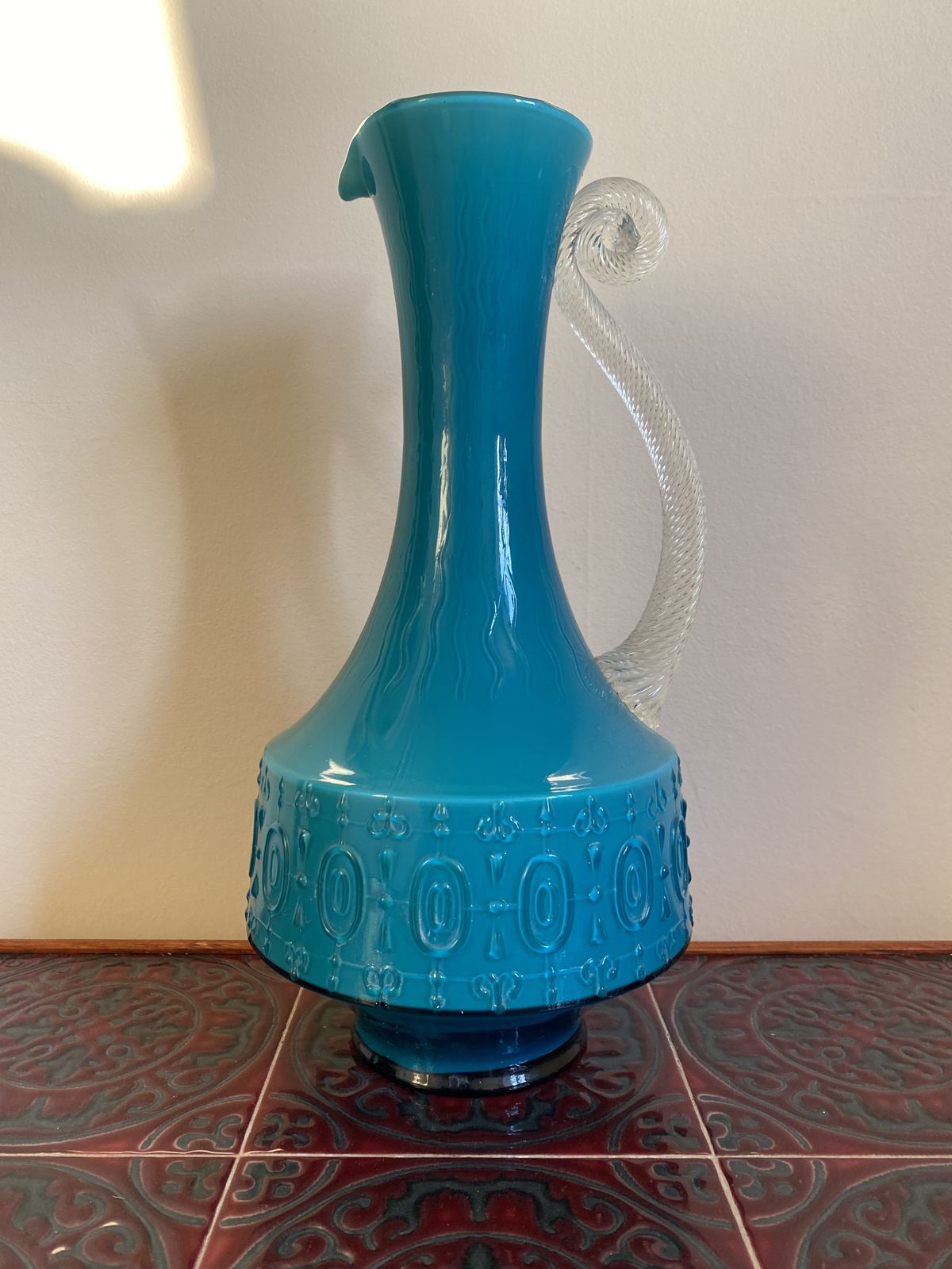 Retro Stelvia (Empoli) Turquoise Jug Pitcher 1960s photo vintage