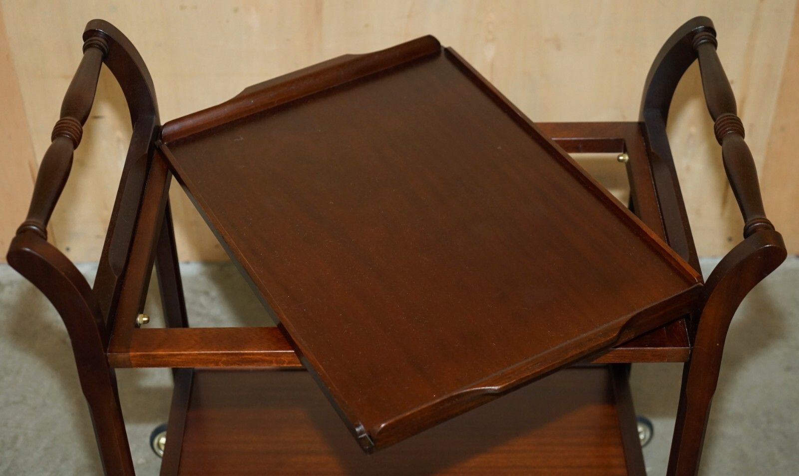photo furniture Vintage Mid Century Modern Cir 1970's Mahogany Trolley Table With Removable Tray