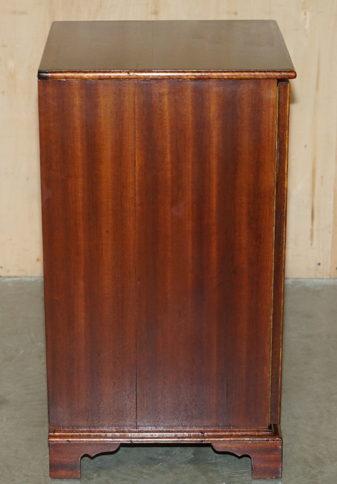 photo for sale Vintage Mid Century Modern Flamed Mahogany Record Player Media Cabinet