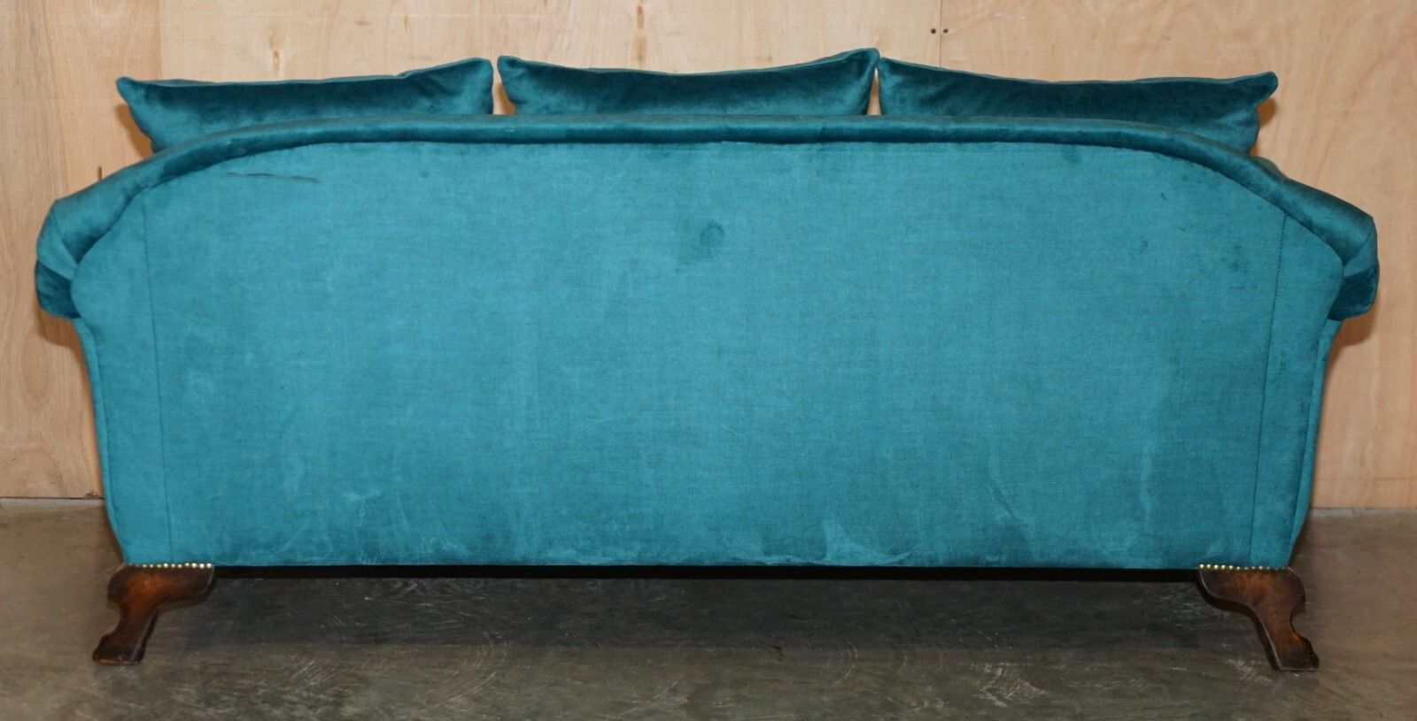 Restored Antique Circa 1900 Blue Velvet Claw & Ball Feet Sofa & Armchair Suite photo vintage
