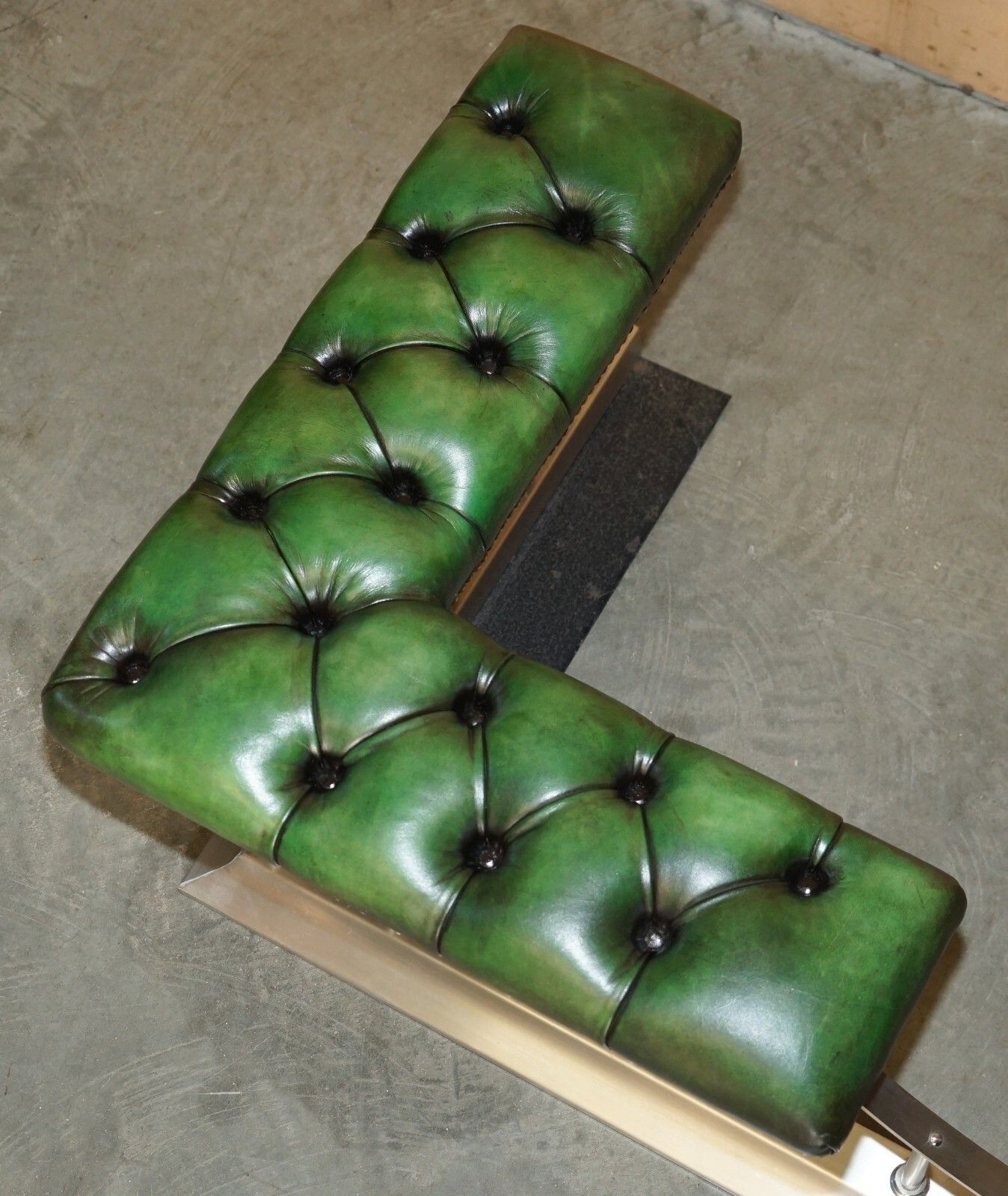 Large 188cm Wide Vintage Chromed Regency Green Leather Chesterfield Club Fender photo Furniture