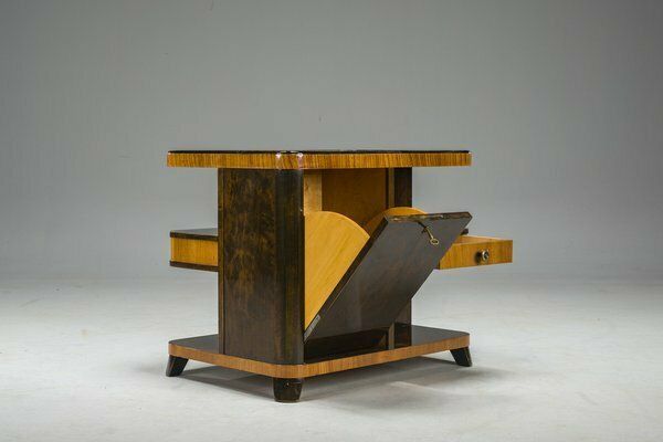 photo vintage Art Deco Bar Cabinet With Inlays, 1930s