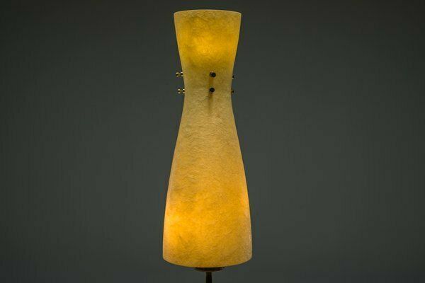 photo furniture Vintage Floor Filigree Lamp With Fiberglass Shade, Germany, 1950s