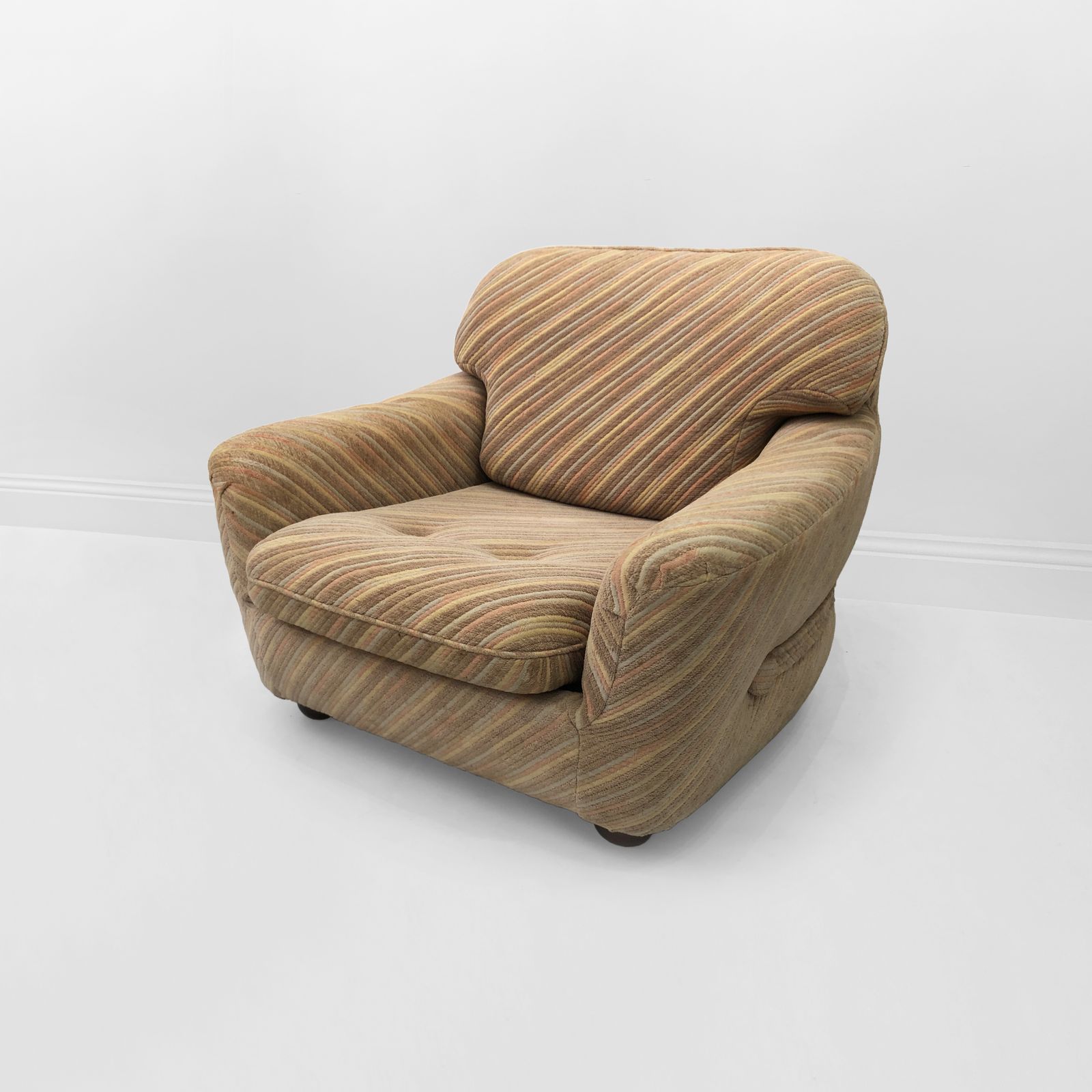 Pastel Striped Italian Zorzi Armchair Mid Century 1970s Vintage Chair Seat