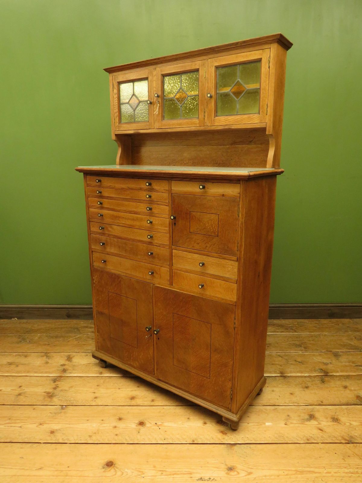 Antique Collectors Dentists Chest, With Stained Glass, Fully Restored