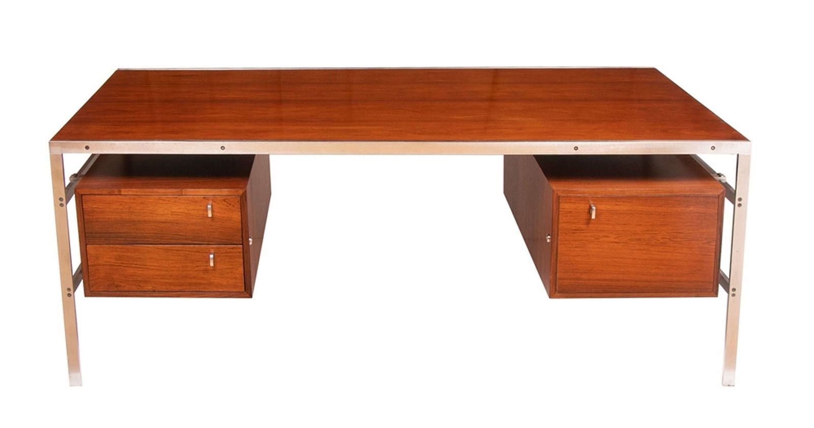 Preben Fabricius And Jorgen Kastholm Chrome And Rosewood Desk By Bo Ex