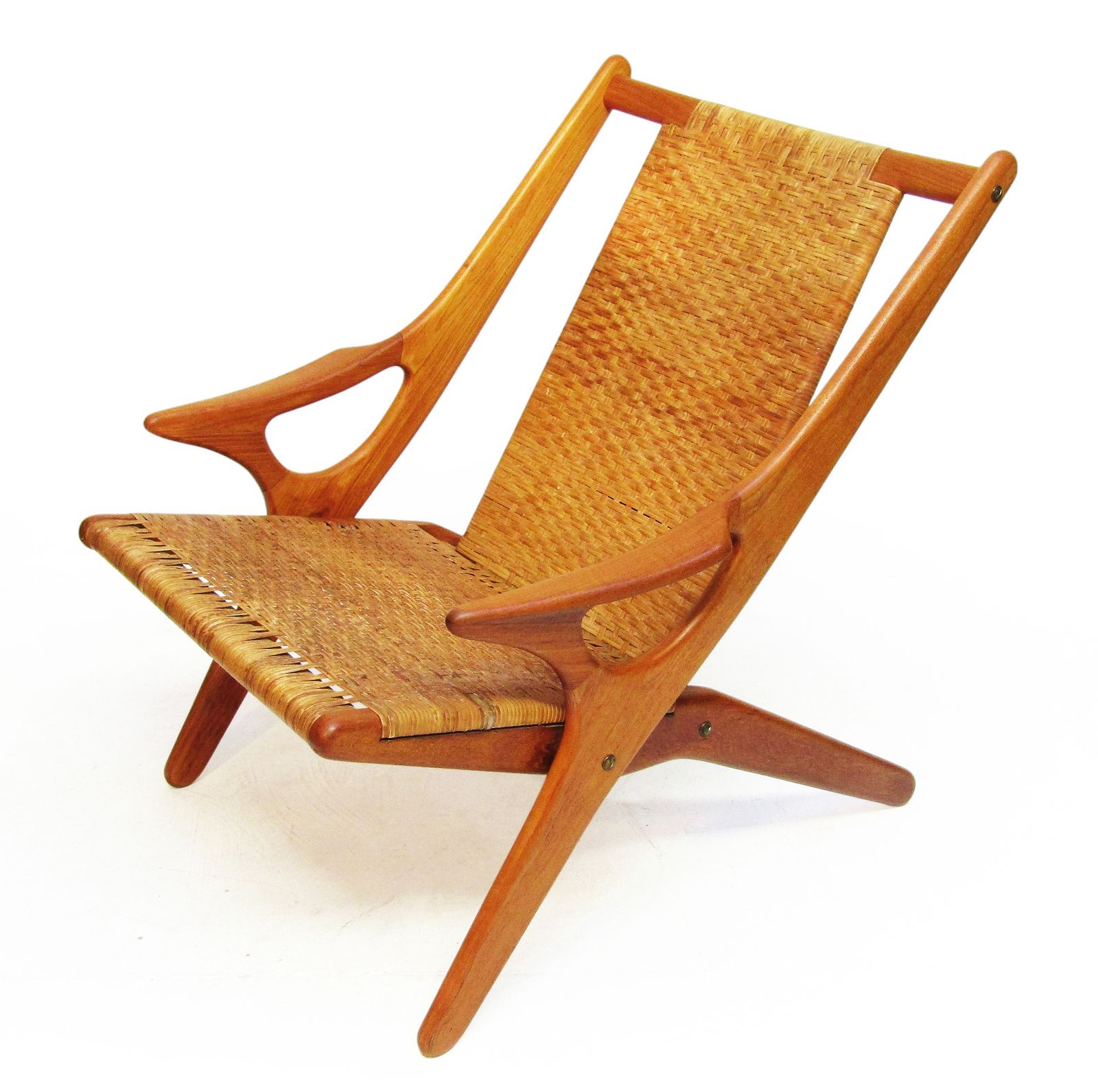 1950s Danish "Model 300" Lounge Chair In Teak & Cane By Arne Hovmand Olsen photo 5500.0