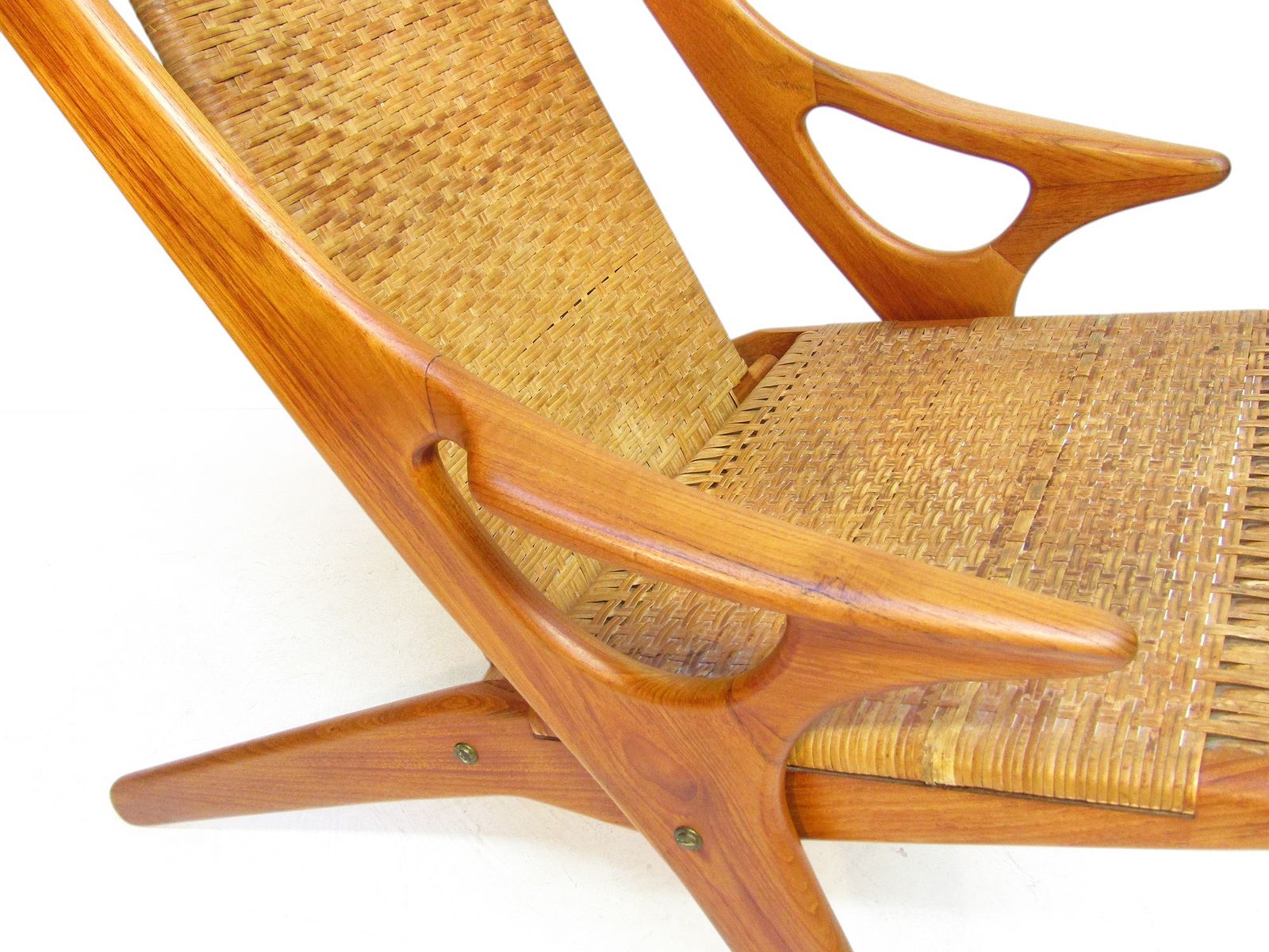 1950s Danish "Model 300" Lounge Chair In Teak & Cane By Arne Hovmand Olsen photo vinterior