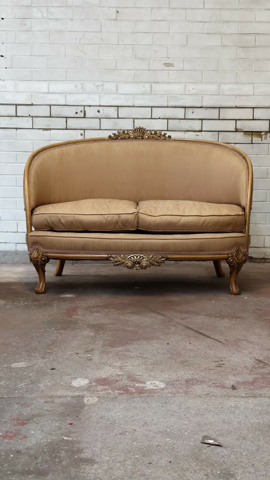 photo for sale Diminutive Antique Louis XV Style Two Seater Salon Hall Sofa C1900