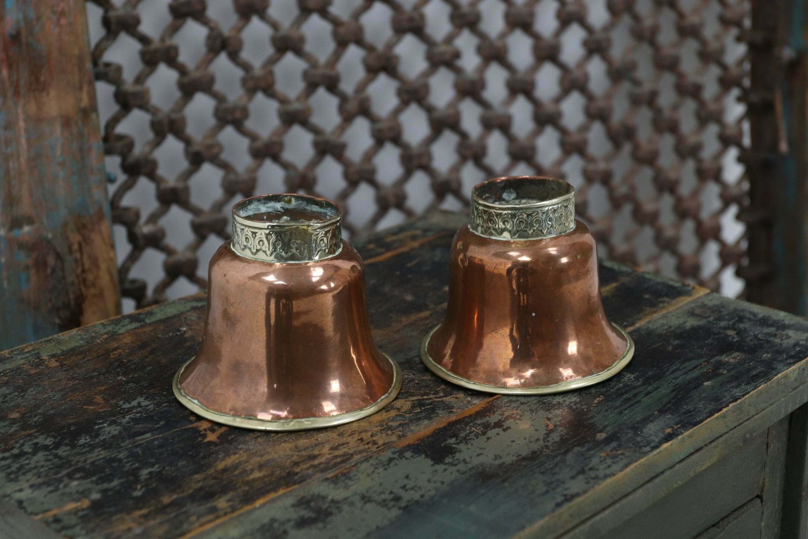 19th Century Tibetan Ceremonial Cups With Silver Band photo for sale