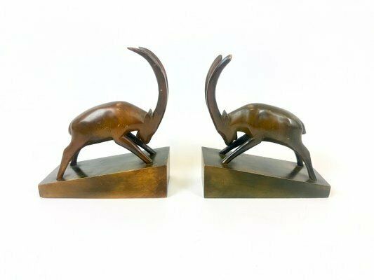 Art Deco Wooden Billy Goat Bookends From Rhön Kunst, 1930s, Set Of 2 photo for sale
