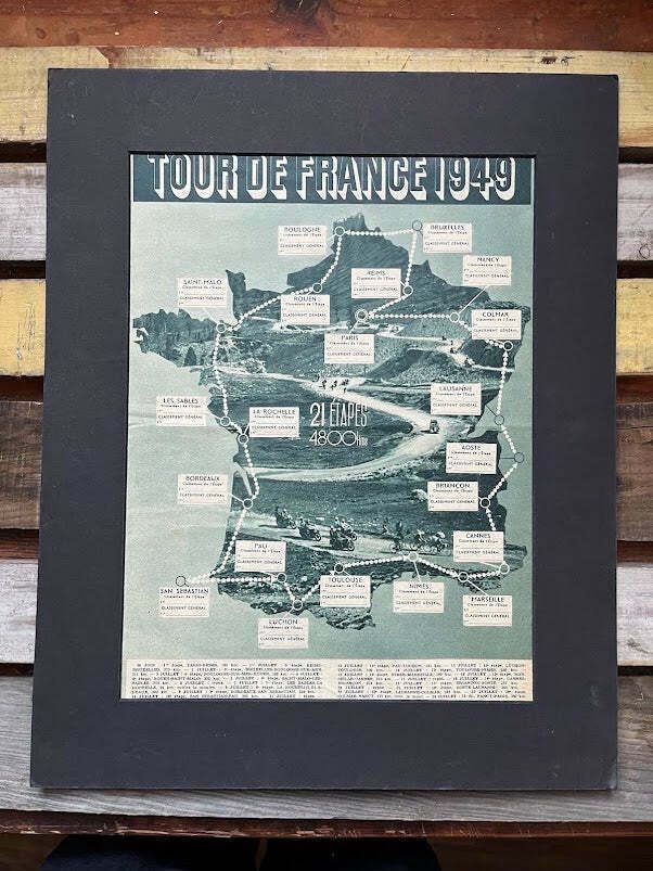 Vintage Tour De France Route Map  1949
