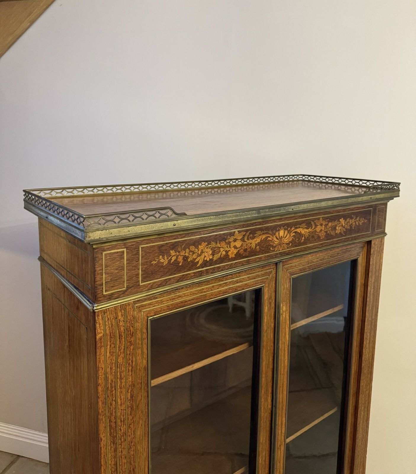 Superb Quality Antique Marquetry Inlaid Display Cabinet photo Furniture