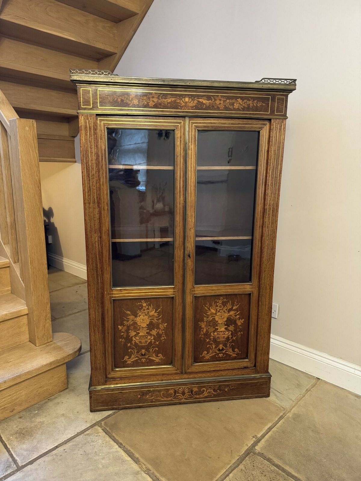 Superb Quality Antique Marquetry Inlaid Display Cabinet photo buy