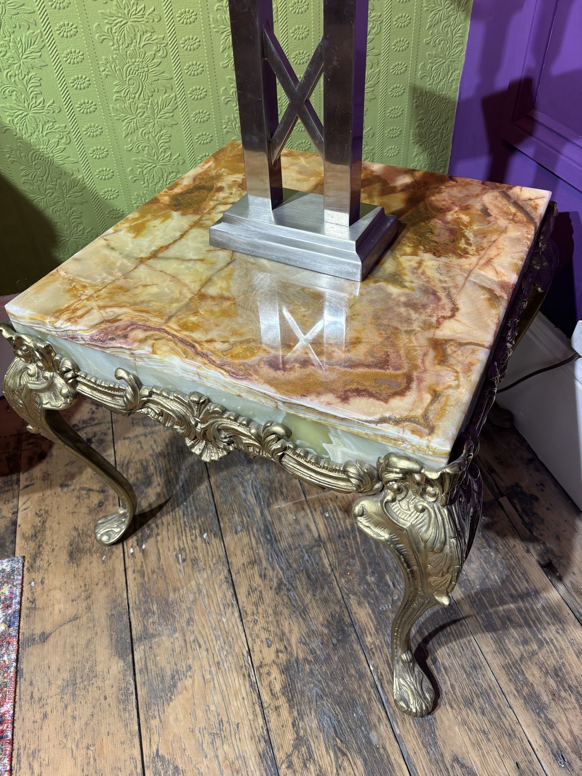 Mid Century Italian Marble Topped And Brass Side Table photo buy