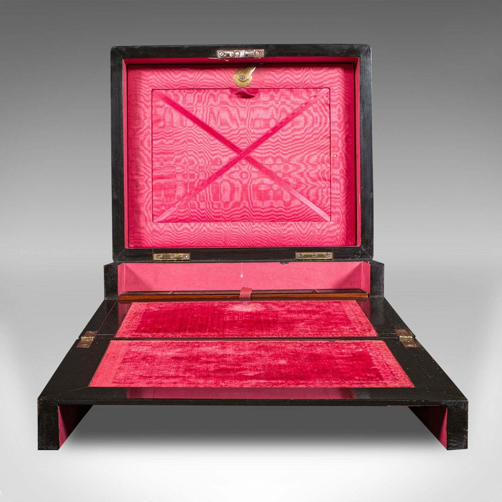 Antique Ladies Travelling Box, English, Sewing Case, Writing Slope, Victorian photo 2550.0