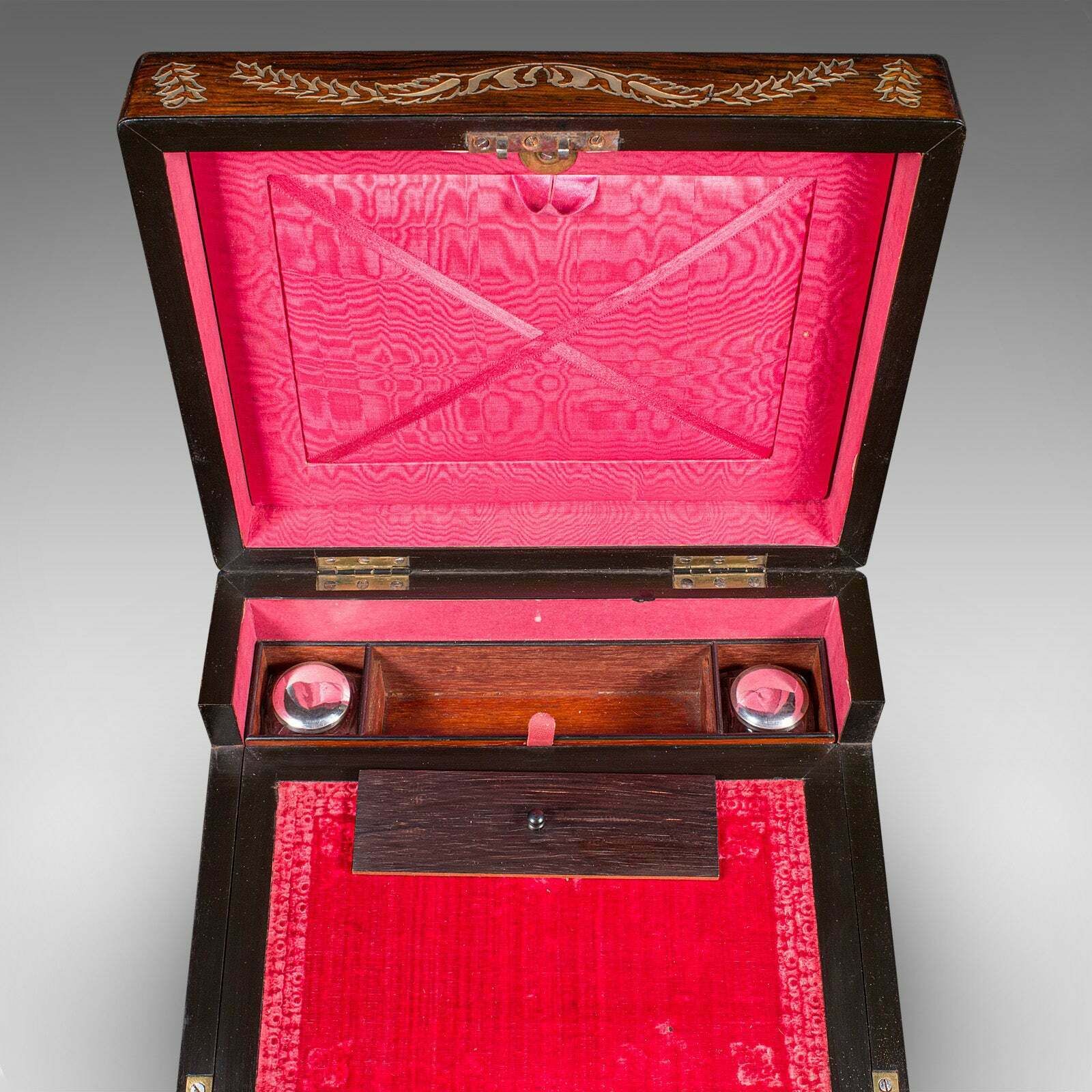 photo furniture Antique Ladies Travelling Box, English, Sewing Case, Writing Slope, Victorian