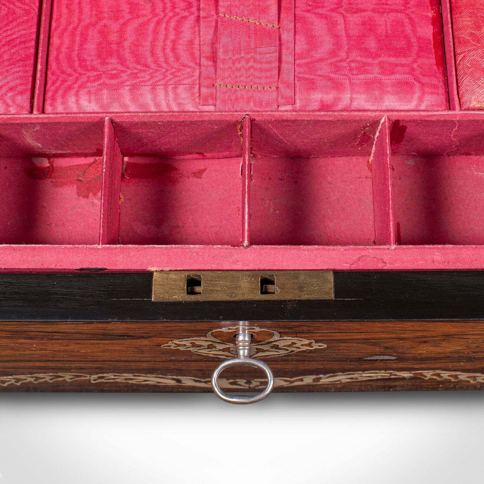 2550.0 Antique Ladies Travelling Box, English, Sewing Case, Writing Slope, Victorian photo