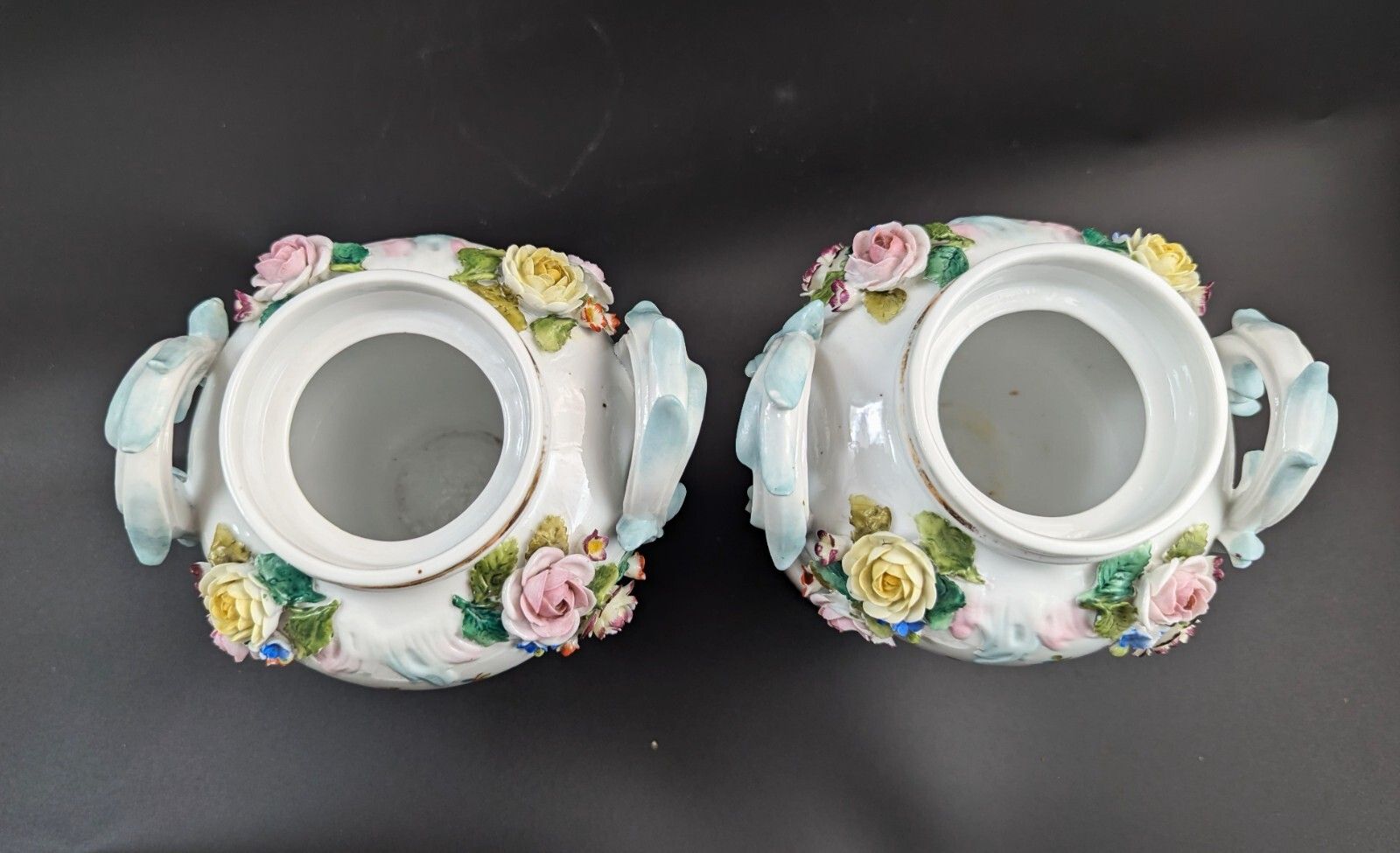 Home Decor Sitzendorf Porcelain Potpourri Vases, Dresden, C. 1885 photo