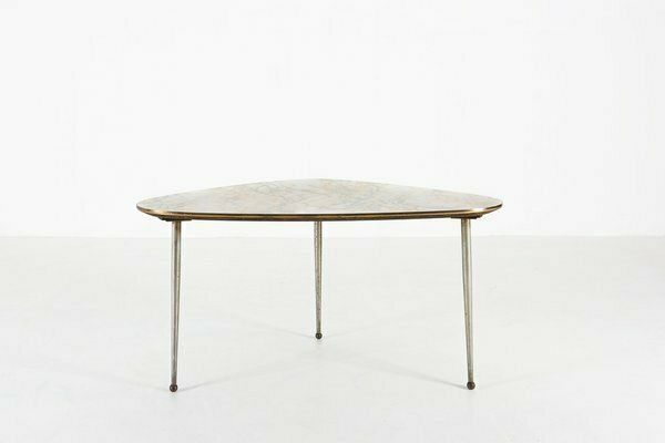 Mid Century Modern Tripod Coffee Table With Marble Print Top, 1960s photo buy