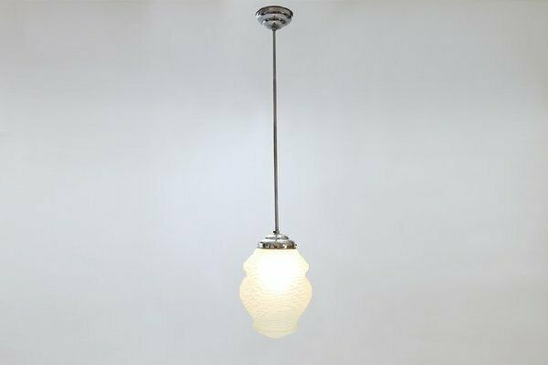 French Art Deco Pendant Lamp With Green Glass Shade, 1940 photo furniture